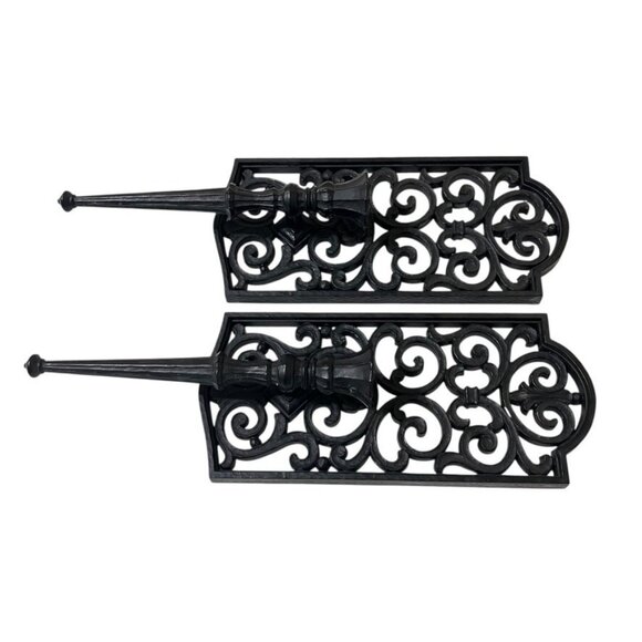 2 Dart Homco Scrolled Wall Sconce Candle Holders Gothic Decor MCM Black 4101 USA - Picture 3 of 10